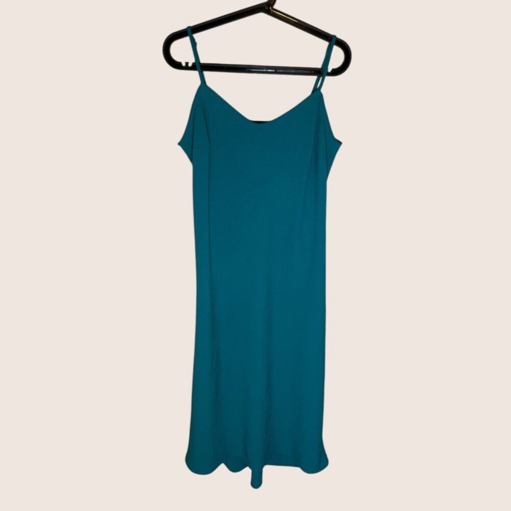 👗 STUDIO B BY BOBEAU TEAL SLIP DRESS ADJUSTABLE STRAPS FLOWY BOHO LARGE